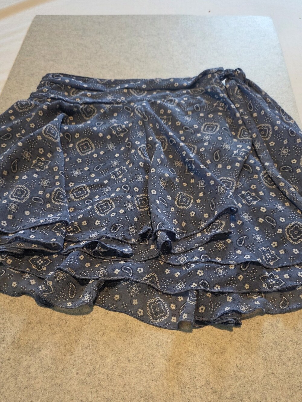 Aerie Navy Blue Bandana Print Ruffle Skater Skirt
